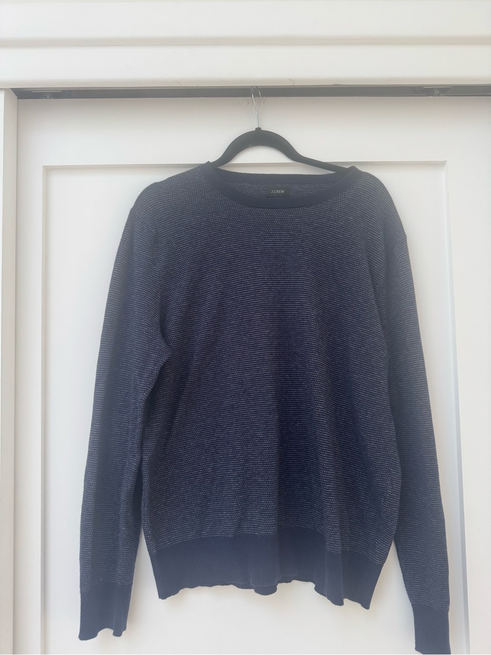 J. Crew Men's Navy Cotton cashmere blend Heathered Crewneck Sweater